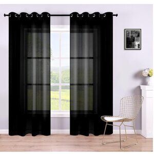 Ellery Homestyles Mickey Crushed Grommet Window Panel - Black (set of 2) 50"W x